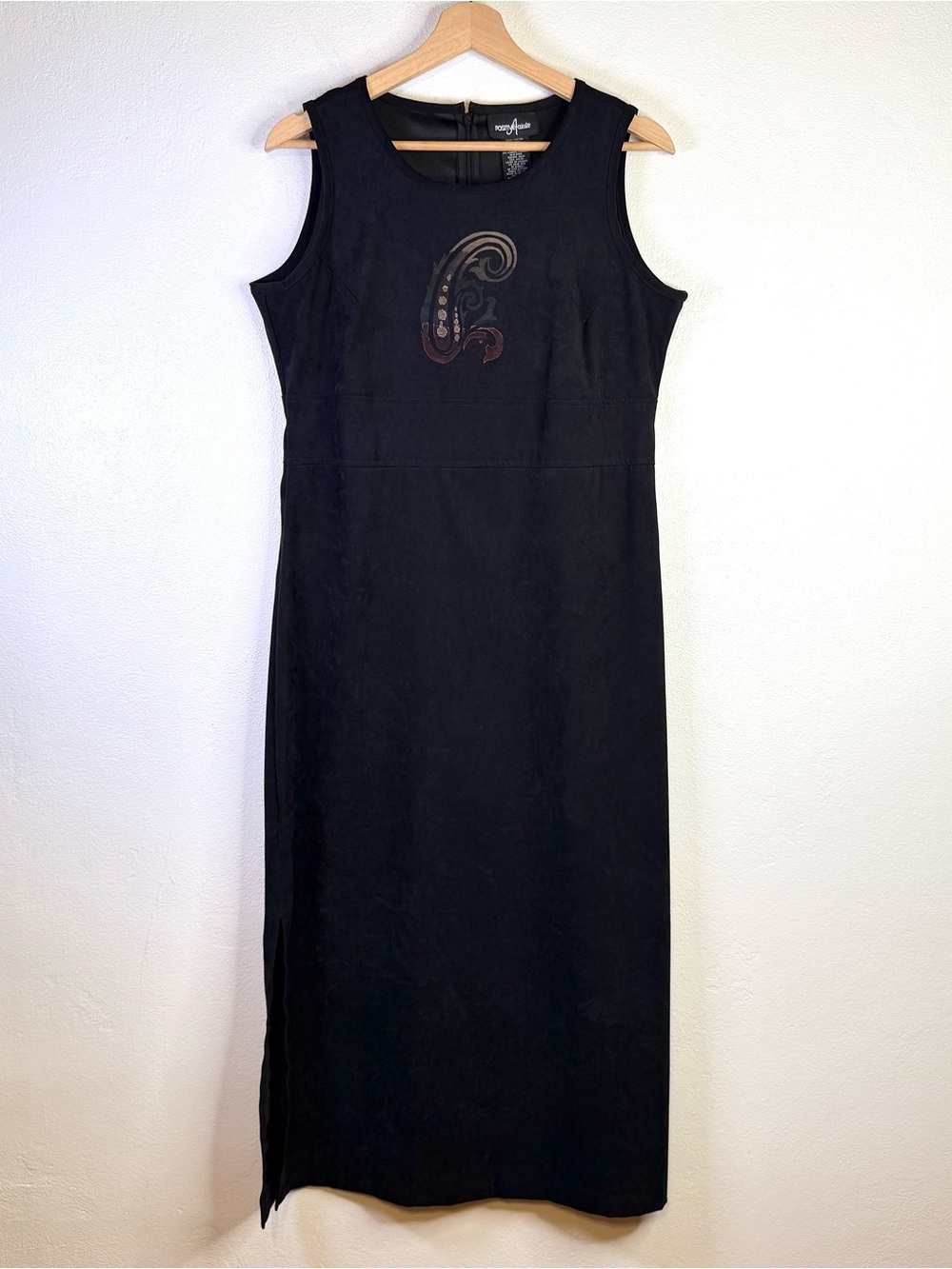 Vintage Positive Attitude Y2K Black Paisley Sleeveless Midi Maxi Dress Size 10